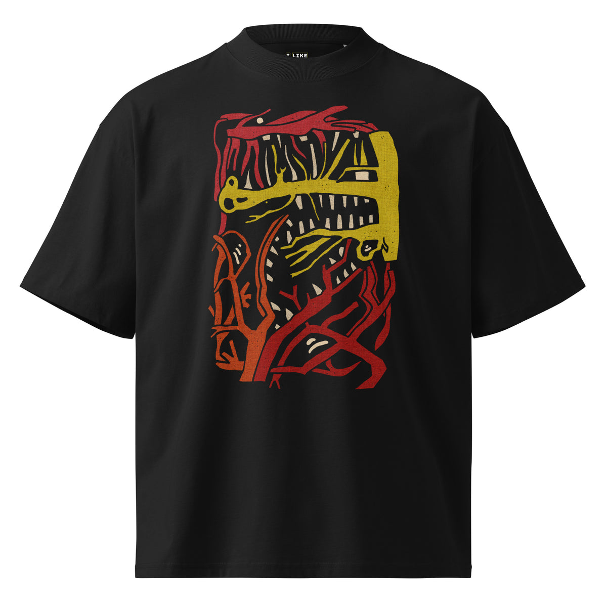 Black oversized T-shirt with original monster artwork